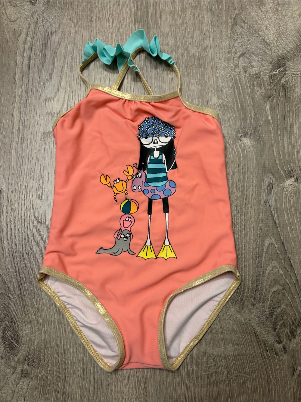 Baby Girl's Little Marc Jacobs Coral Swimsuit- Size 9 Month- Pre-owned